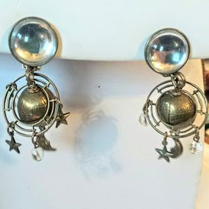 Vintage earrings with the solar system